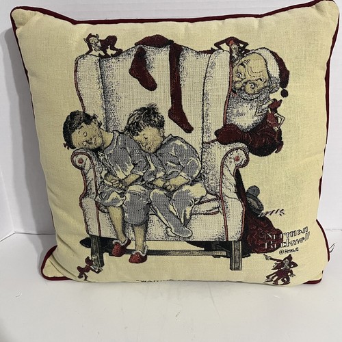 Vintage Decorative Riverdale Christmas Wreath Sleigh 16" Tapestry Throw Pillow
