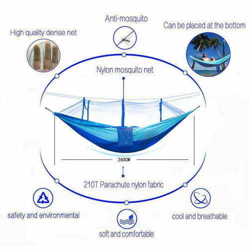 Double Hammock Tent Outdoor Camping Hanging Bed Swing Chair Anti-mosquito Net - Picture 2 of 8