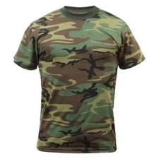 WOODLAND CAMOFLAGE ROTHCO 8777 MENS TSHIRT ARMY CAMO T-SHIRT SIZES XS TO 7X 