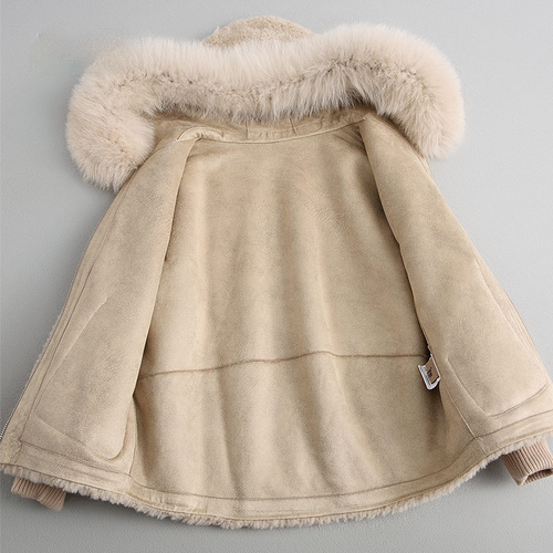Women Winter Wool Warm Real Fur Hood Real Wool Long Coat Jacket Overcoat - Bild 3 von 11