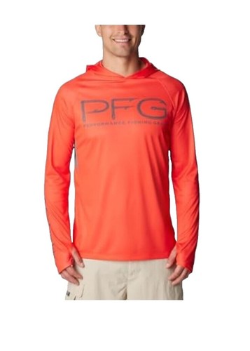 Sweat à Capuche Columbia PFG Terminal Tackle Orange – Taille L, Manches Longues, Occasion