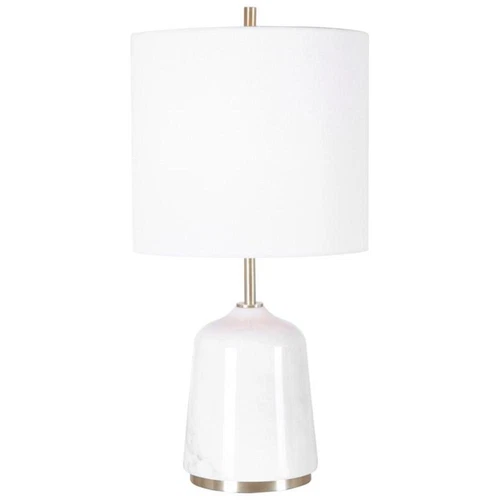 Uttermost Eloise Marble Steel and Fabric Table Lamp in White/Gray - Picture 1 of 7