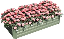 Aoodor 4x2x1FT Outdoor Galvanized Raised Garden Bed Kit Reinforced Steel Planter