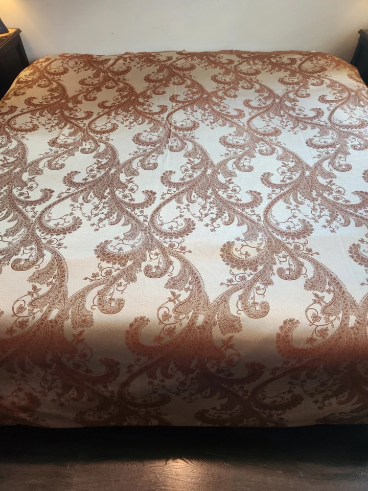 Wow! Edredón Queen hecho a medida floral satinado dorado marrón topo estampado cachemir 90"x92" Foto 3 de 4