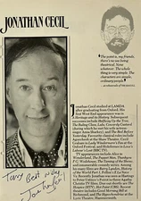 Elizabeth Bradley & Jonathan Cecil Signed Autograph Theatre Programme Page