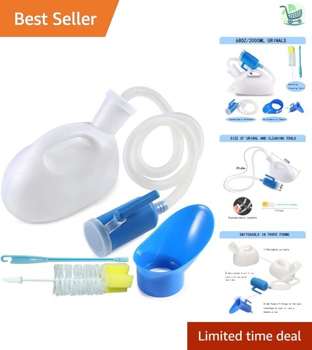 Ergonomic 2000ML Urinal Bottle with Cleaning Brush - Thick Plastic & Leak-Proof - 第 1/9 張圖片