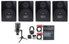 Rockville Recording Studio Bundle w/Mixer Monitors Microphone Headphones Cables