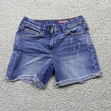 Crewcuts Jean Shorts Girls 7 Cowgirl Blue Denim Medium Wash Raw Hem Adjustable