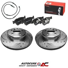 FOR BMW 5 SERIES 518D 520D F10 2010-15 DRILLED FRONT DISCS BREMBO PADS & SENSOR