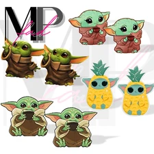 Star Wars Mandalorian Earring Set Pushback Acrylic Stainless Steel BABY YODA