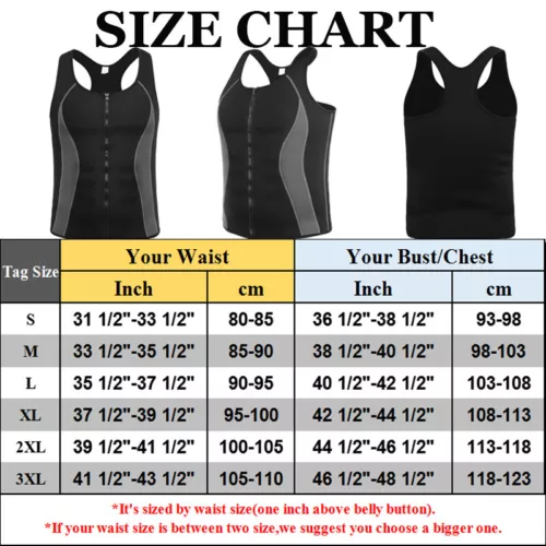 Men Sauna Sweat Vest Suit Waist Trainer Body Shaper Weight Loss Tank Top Workout - Picture 27 of 31