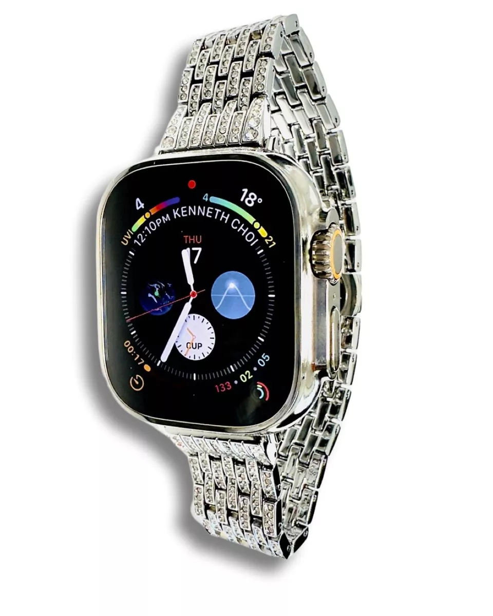 Apple Watch ULTRA 49mm Polished Custom with Diamond Link Band