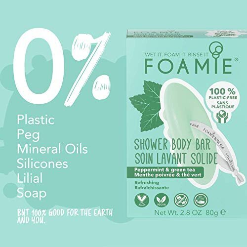 Foamie 2-in-1 Natural Body Bar, Mint Womens & Mens Body Wash, Refreshing...
