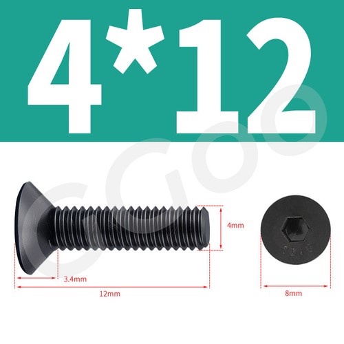 M4 M5 M6 M8 Black Flat Head Socket Cap Screws / Bolts, 10.9 Steel, DIN 7991 - Picture 9 of 67