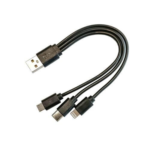 Cable de carga universal USB 3 en 1 conector USB A -> micro USB tipo C 8 PIN negro - Imagen 1 de 1