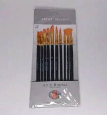 Set Of 12 Artist Paintbrushes Acrylic Watercolor Oil Paint Painbrush Set New