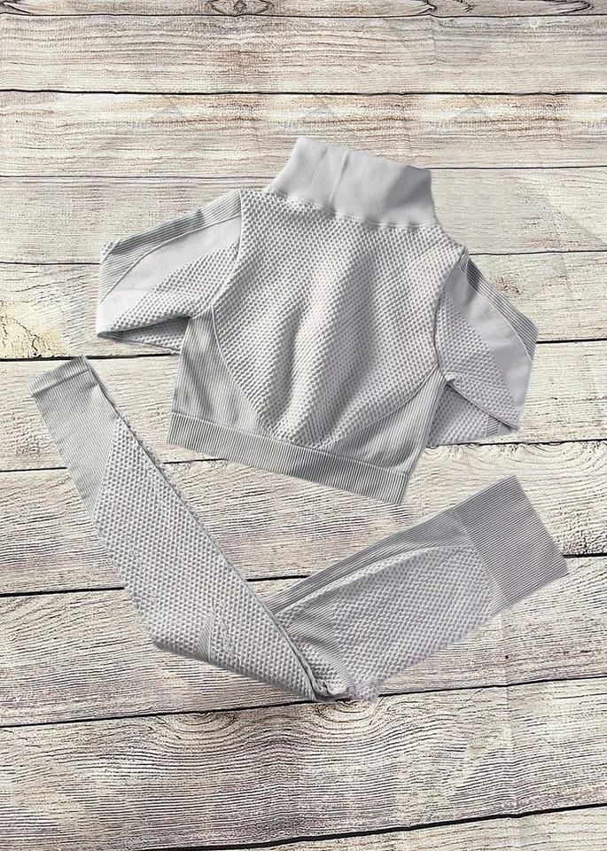 Traje sin costuras de 2 piezas para mujer (elástico) (S/M/L) Foto 3 de 4