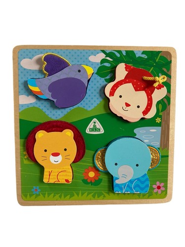 ELC Early Learning Centre Bambini Touch & Feel Puzzle Animali in Legno Basta Gioca