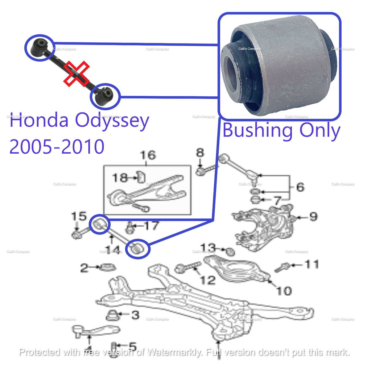 52345-SOX-A01 Bushing For 2003-2008 HONDA PILOT YF1 Rear Lateral 