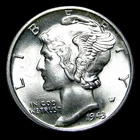 1943-D Mercury Dime Silver ---- Gem BU FB Condition Stunning Coin ---- #580Z