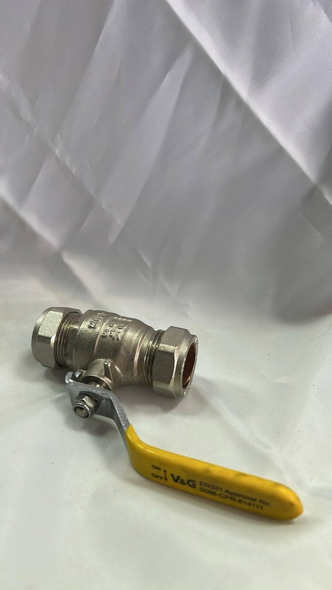 22mm LEVER BALL GAS ISOLATION VALVE YELLOW HANDLE - NEW - FREE