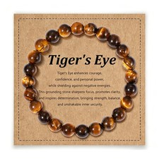 Coprall Tiger Eye Bracelet for Men Beads One Size, Tiger's