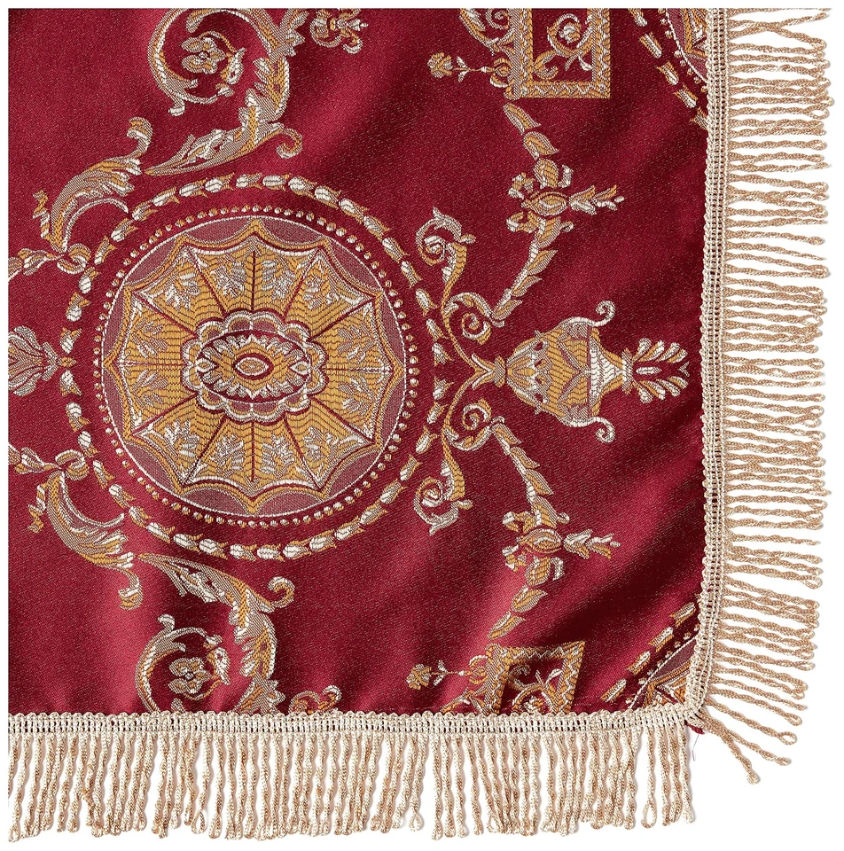 Prestige Damask Design Tablecloths, 60" X 140", Burgundy - Image 2 of 4