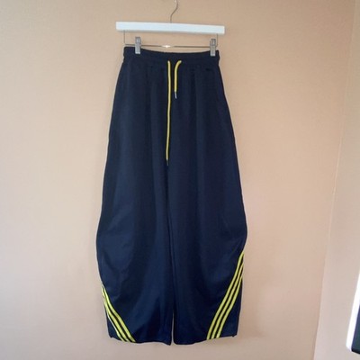 Micas Men's Track Pants Navy Blue Yellow Stripes Size L Elastic Waist Pockets