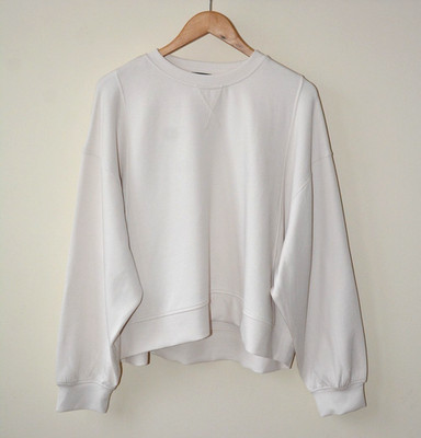 EX F&F ACTIVE CREME+GERIPPTES KONTRAST OVERSIZED SWEATSHIRT/TOP GR. XS-S-M-L-XL