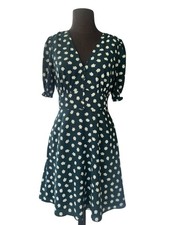 KATE SPADE Dark Green Dress White Floral Design Size 2