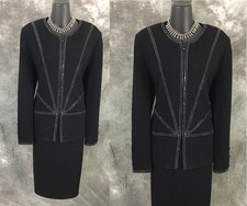 BEAUTIFUL St John evening jacket knit black rhinestones embellished blazer 12