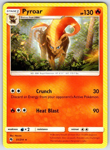 Pyroar 51/214 Rare Lost Thunder Pokemon