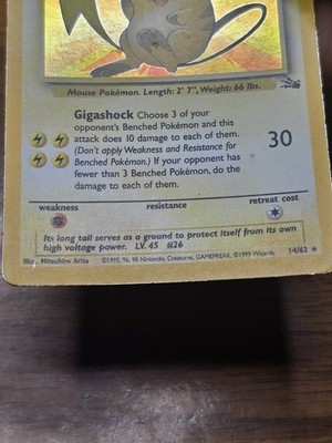Raichu 14/62 Fossil Holo Rare Pokémon Card TCG | eBay