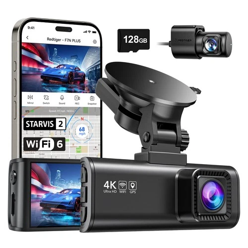 REDTIGER F7NP 128GB Dash Camera Front and Rear 4K Dash Cam STARVIS 2 WiFi GPS