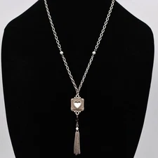 Brighton Photo Frame Heart Locket Tassel Necklace Pendant Momento Signed Bin8