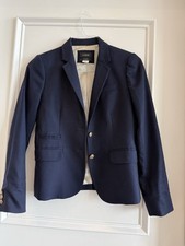 J. Crew Schoolboy Blazer Women's Size 2 Wool Navy Blue Gold Buttons
