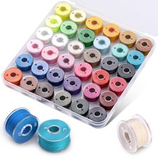 LOKUNN 36Pcs Bobbins and Sewing Threads Prewound Bobbin Small, Colorful