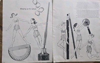 1957 Women's Teenform Lovable Perma-lift Jantzen Girdles Bra vintage art Ad 