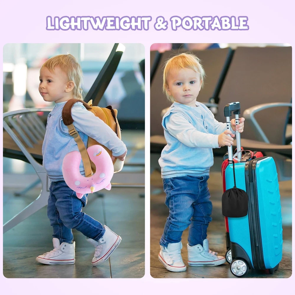 Kids & Adult Travel Neck Pillow Memory Foam Airplane Comfort Cute Design