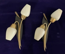 Vintage Mid-century Italian Double Sconces Wall Lights X2