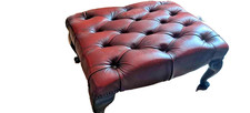 Burgundy Chesterfield style Faux Leather Buttoned Footstool