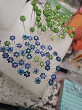 Hair Stick Pins Mixed Lot 30Blue Rose  TealDaisy Rhinestones Floral