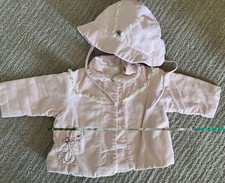 VTG Pink Corduroy Baby Coat W/ Matching Bonnet