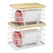 2 Pack Stackable Storage Apartment Pantry Organizers and Large-Set White