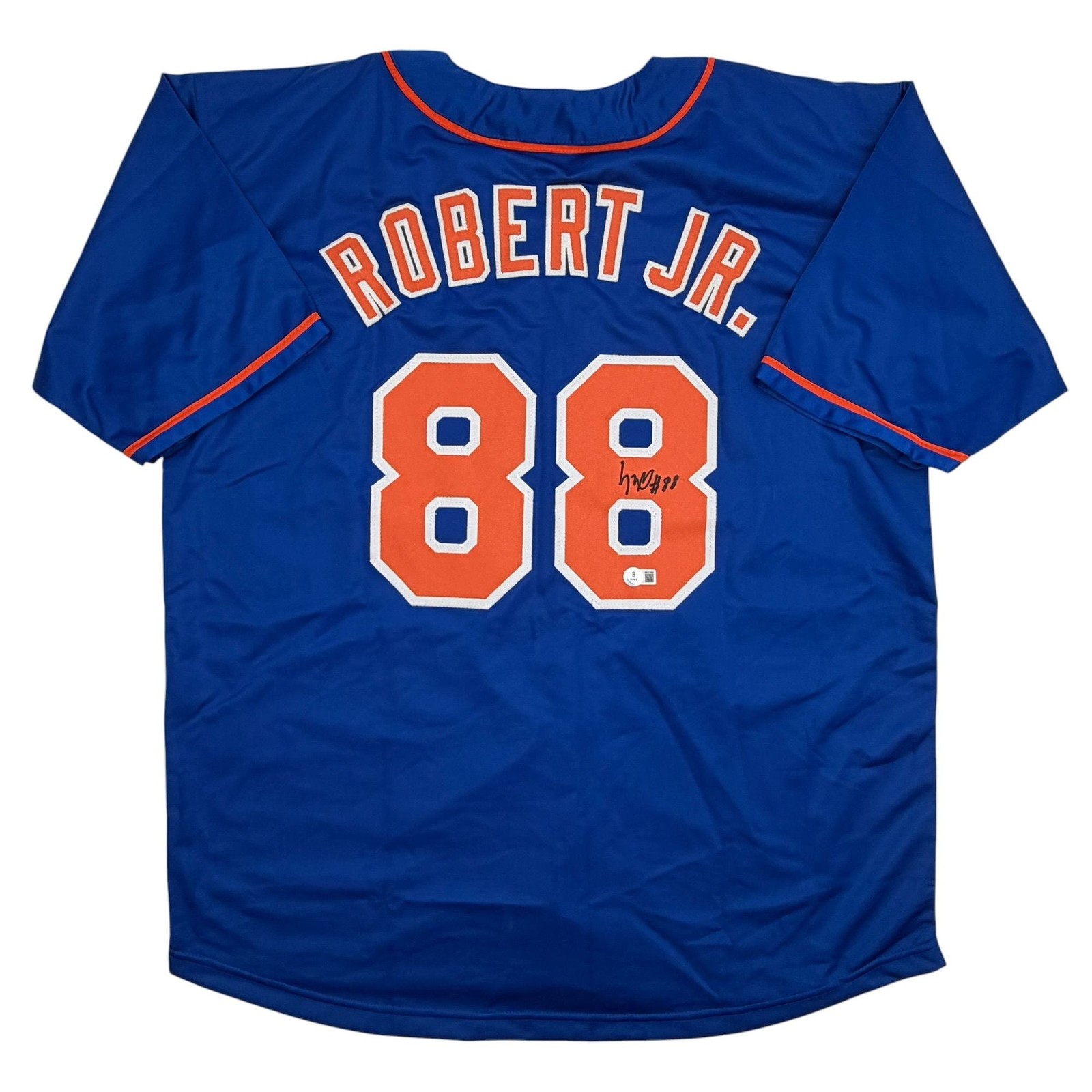 Autographed/Signed Luis Robert Jr. New York Blue Jersey Beckett BAS COA