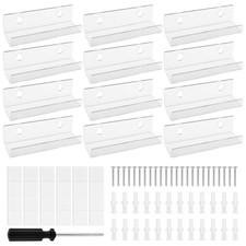 12 Pack Clear Vinyl Record Shelf Wall Mount, 4 Inch Floating Acrylic.