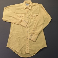 Rockmount Ranch Wear Mens Vintage Western Pearl Snap Shirt Yellow Tru-West 15 S