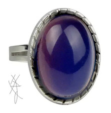 Silver Cocktail Ring Size N Bezel Set Oval Purple Cabochon Stone