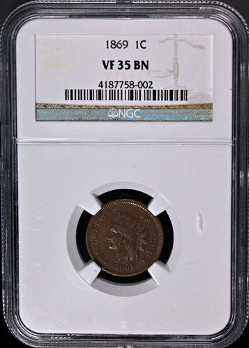 1869 Indian Cent NGC VF35 BN Superb Eye Appeal Strong Strike - Picture 3 of 4
