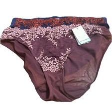 Wacoal embrace lace Panty Large 2 Pairs Blue And Italian Plum